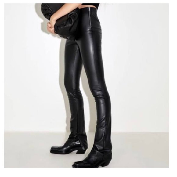 Zara Extra Long Faux Leather Leggings - Picture 1 of 6